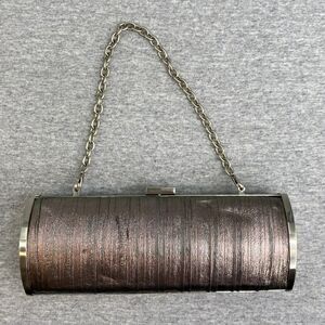 Kenneth Cole Reaction Purse Womens Silver Rolled Clutch Chain Strap Handbag